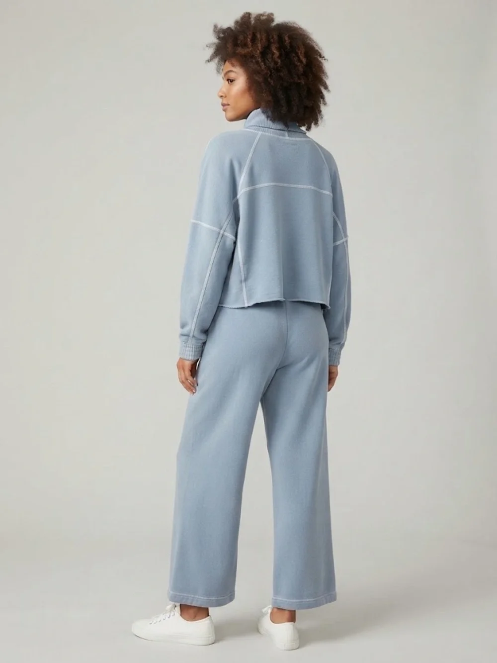 aerie New Heights Turtleneck Sweatshirt and Fleece Trousers Cloud Blue